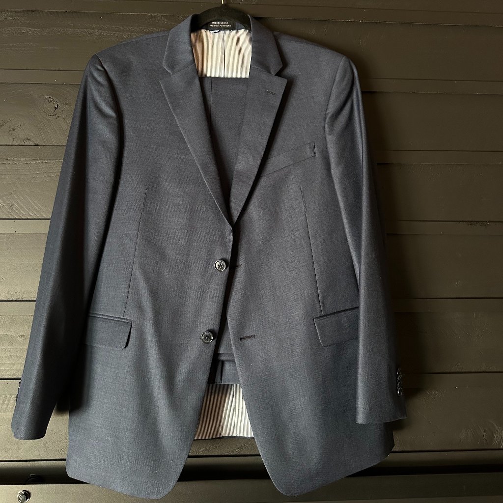 Men's Modern-Fit Tommy Hilfiger Flex Stretch Solid Blue Sharkskin Suit